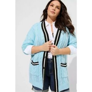TORRID | Chunky Cable Knit Boyfriend Cardigan Collegiate 
Sweater Sz. 2 or a 2X